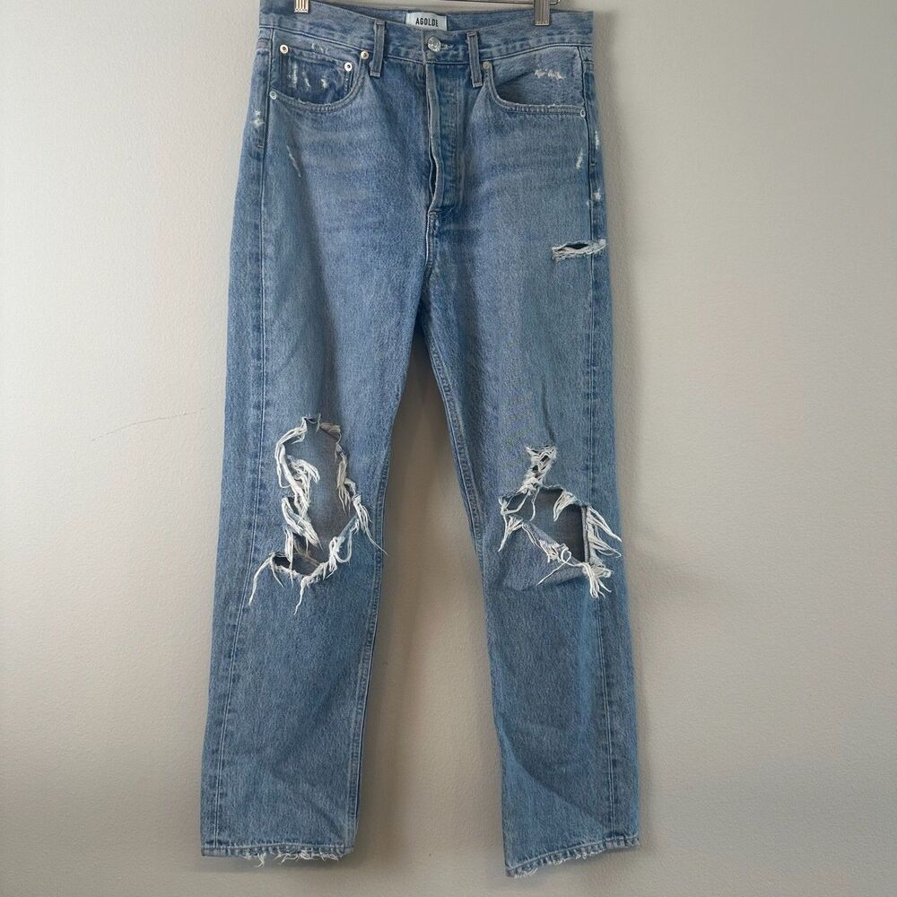 Agolde 90's Style Distressed Mid-Rise Loose Fit Jeans Size 27
